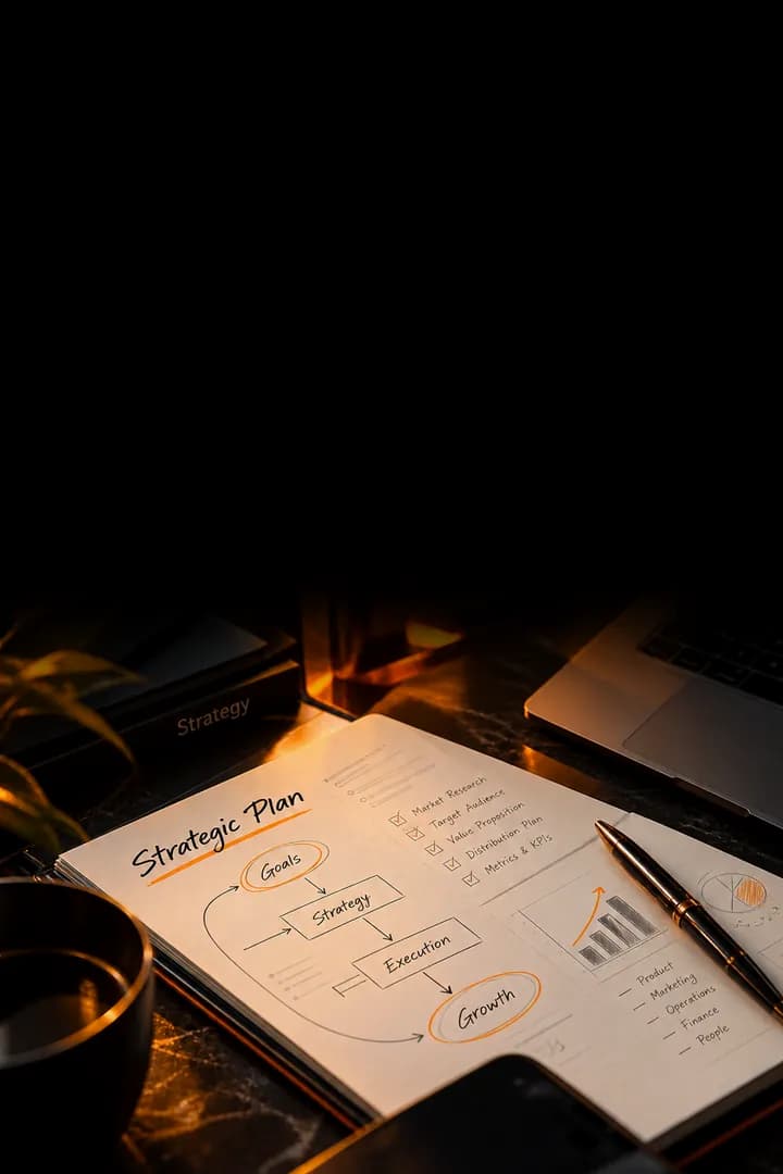 A strategic plan sketched out in a notebook